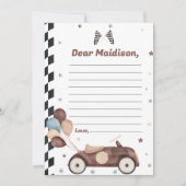 Rennwagen Geburtstagszeit Kapselnotizkarte Dankeskarte (Vorderseite)