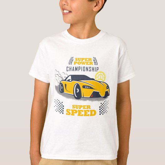 Rennwagen gelb T-Shirt (Vorderseite)