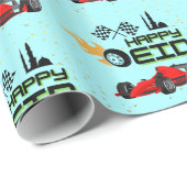 Rennwagen glücklich eid mubarak Geschenk Geschenkpapier (Rolleneckpunkt)