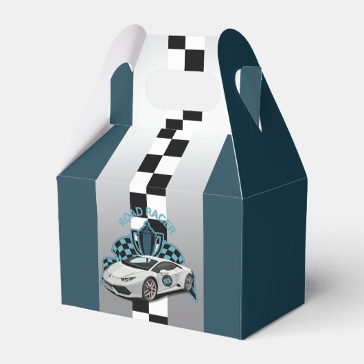 Rennwagen grün, schwarz und weiß Gefallen Box Geschenkschachtel (Vorderseite)