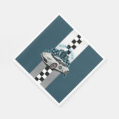 Rennwagen, grüne, schwarz-weiße Papierserviette (Ecke)