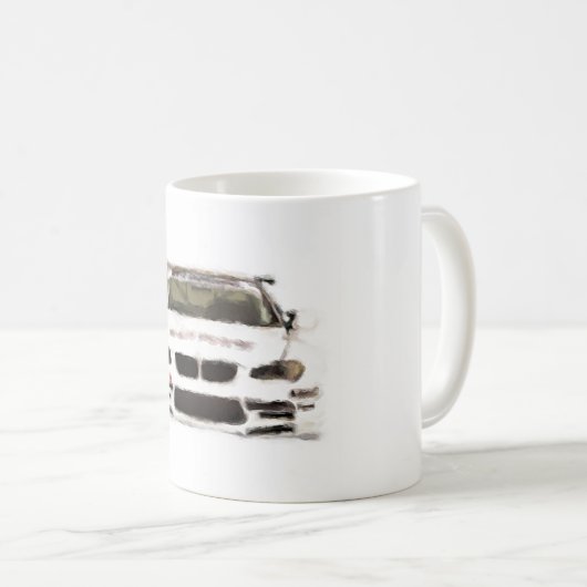 Rennwagen-handgemalte Kunst-Bürsten-Schablone BMWs Kaffeetasse (VorderseiteRechts)