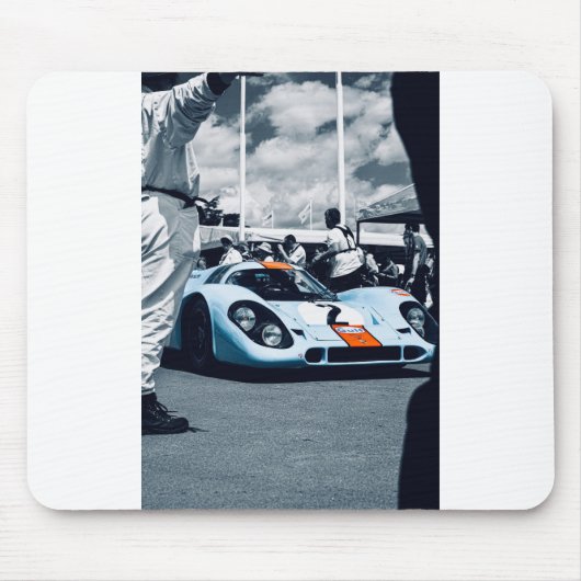 Rennwagen in Blau und Orange Mousepad (Vorne)