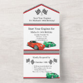 Rennwagen jeden Geburtstag All In One Einladung (Innen Boden)