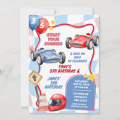 Rennwagen Jungs zum Geburtstag Einladung (Vorderseite)
