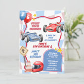Rennwagen Jungs zum Geburtstag Einladung (Stehend Vorderseite)