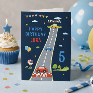 Rennwagen Kinder Rennstrecke Alles Gute zum Geburt Karte