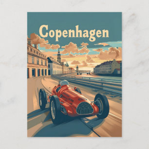 Rennwagen Kopenhagen Vintage Postkarte