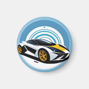 Rennwagen mit dynamischem Design Magnet