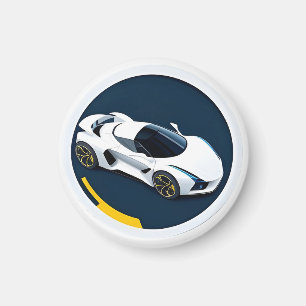 Rennwagen mit dynamischem Design Magnet