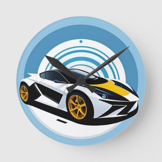 Rennwagen mit dynamischem Design Runde Wanduhr (Vorderseite)