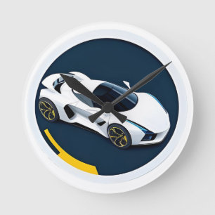 Rennwagen mit dynamischem Design Runde Wanduhr