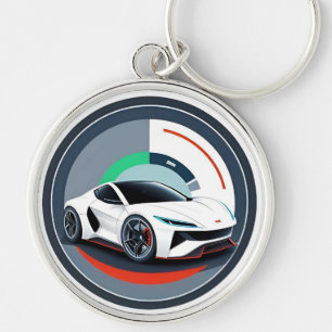 Rennwagen mit dynamischem Design Schlüsselanhänger