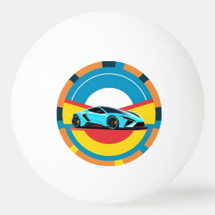 Rennwagen mit dynamischem Design Tischtennisball