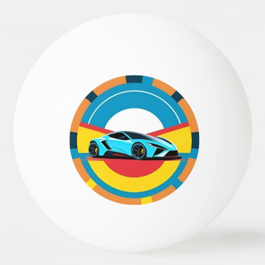 Rennwagen mit dynamischem Design Tischtennisball (Vorderseite)