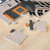 Rennwagen mit Reifenspuren Personalisiert Puzzle (Seite)
