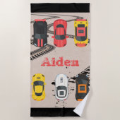 Rennwagen mit Reifenspuren Personalisiert Strandtuch (Vorderseite)