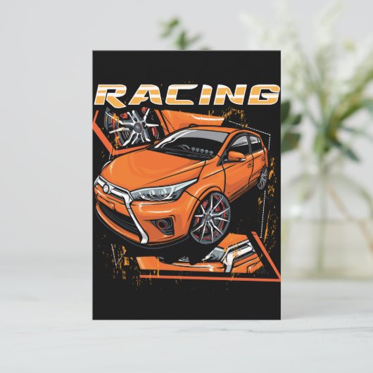 Rennwagen _ Motor (101) Einladung (Stehend Vorderseite)