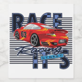 Rennwagen _ Motor 7 Weinetikett (Einzelnes Label)