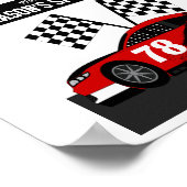 Rennwagen Name und Nummer Poster (Ecke)