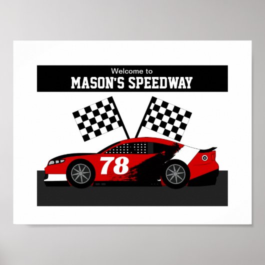 Rennwagen Name und Nummer Poster (Vorne)