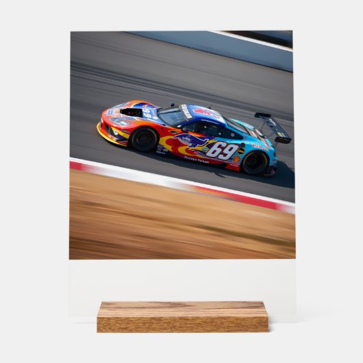 Rennwagen Nr. 69 in schönen Farben Acrylschild (Vorderseite)