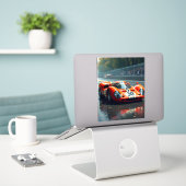Rennwagen Nr. 69 in schönen Farben Aufkleber (Laptop auf Schreibtisch)