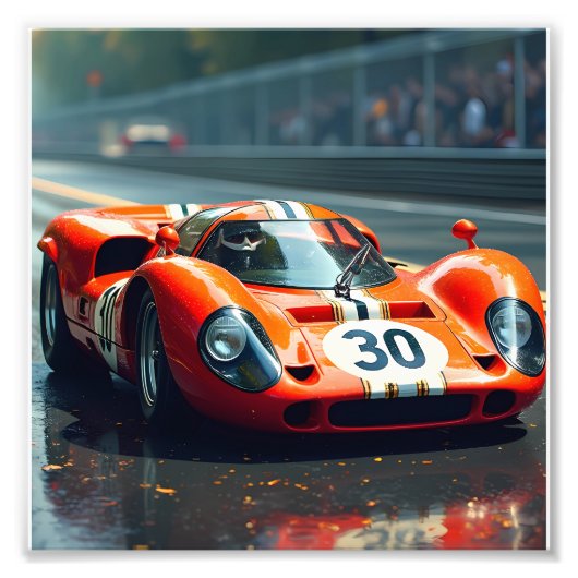 Rennwagen Nr. 69 in schönen Farben Fotodruck (Vorne)