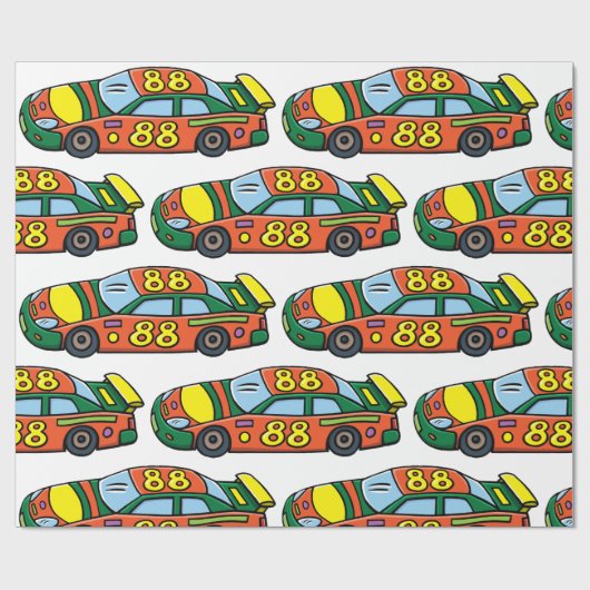 Rennwagen Nummer 88 Geschenkpapier (Flach)