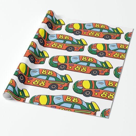 Rennwagen Nummer 88 Geschenkpapier (Ungerollt)