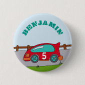 Rennwagen Personalizable Geburtstag Button (Vorderseite)