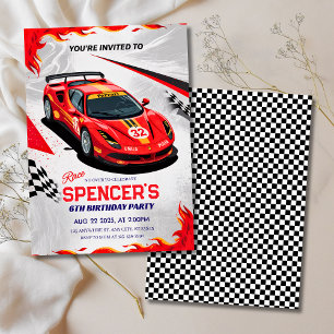 Rennwagen "Race On Over" Geburtstagsparty Einladung
