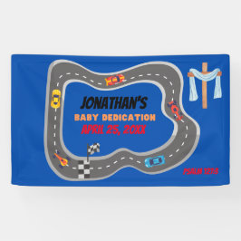 Rennwagen Racetrack Baby Boy Dedication Banner