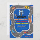 Rennwagen Racetrack Baby Boy Dedication Einladung (Vorderseite)