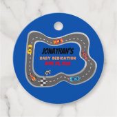Rennwagen Racetrack Baby Boy Dedication Geschenkanhänger (Vorderseite)