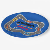 Rennwagen Racetrack Baby Boy Dedication Pappteller (Schrägansicht)