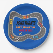 Rennwagen Racetrack Baby Boy Dedication Pappteller (Vorderseite)