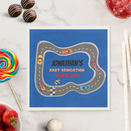 Rennwagen Racetrack Baby Boy Dedication Serviette