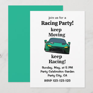 Rennwagen-Rennfahrer-Rennparty Einladung