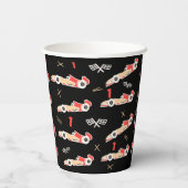 Rennwagen schwarz und rot Erstgeburtstag Custom Pappbecher (Rückseite)