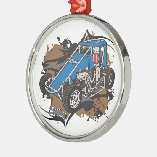 Rennwagen Silbernes Ornament (Links)