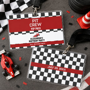 Rennwagen-Vip-Pass-Pit-Crew-Geburtstagsfeier Ausweis