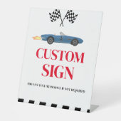 Rennwagen wachsen zwei schnelle Geburtstagszeichen Sockelschild (Vorderseite)