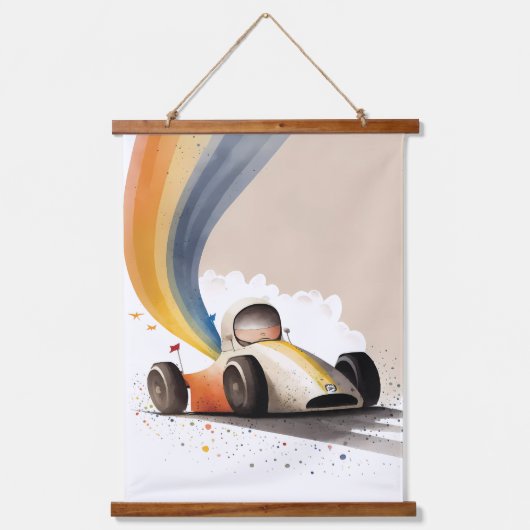 Rennwagen Wandteppich Mit Holzrahmen (Vorderseite)