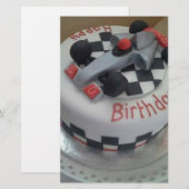 Rennwagen zum Geburtstag Briefpapier (Vorne/Hinten)