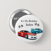 Rennwagen zum Geburtstag, Button (Vorne & Hinten)