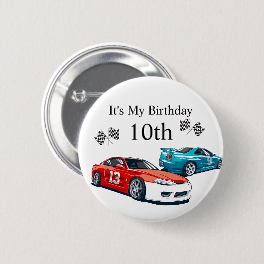 Rennwagen zum Geburtstag, Button (Vorne & Hinten)