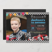 Rennwagen zum Geburtstag Einladung. Boy Birthday P Einladung (Vorne/Hinten)