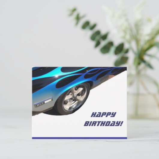 Rennwagen zum Geburtstag Postkarte (Stehend Vorderseite)