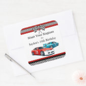 Rennwagen zum Geburtstag, Quadratischer Aufkleber (Umschlag)